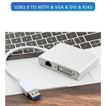 WS-03 4-in-1 USB 3.0 to VGA + HDMI + DVI + RJ45 네트워크 카드 이더넷 변환기
