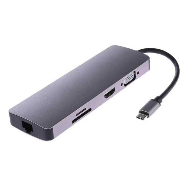 WS-11 8-in-1 Type-C to HDMI + VGA + SD + TF + RJ45 + PD + 2 x USB3.0 허브 어댑터 변환기