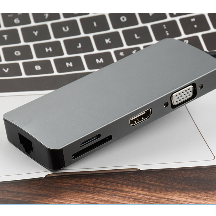 WS-11 8-in-1 Type-C to HDMI + VGA + SD + TF + RJ45 + PD + 2 x USB3.0 허브 어댑터 변환기