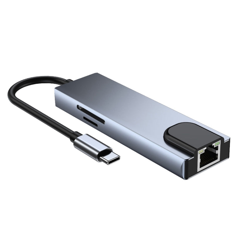 6-in-1 타입-C to HDMI + RJ45 + SD/TF + PD + USB 허브 어댑터
