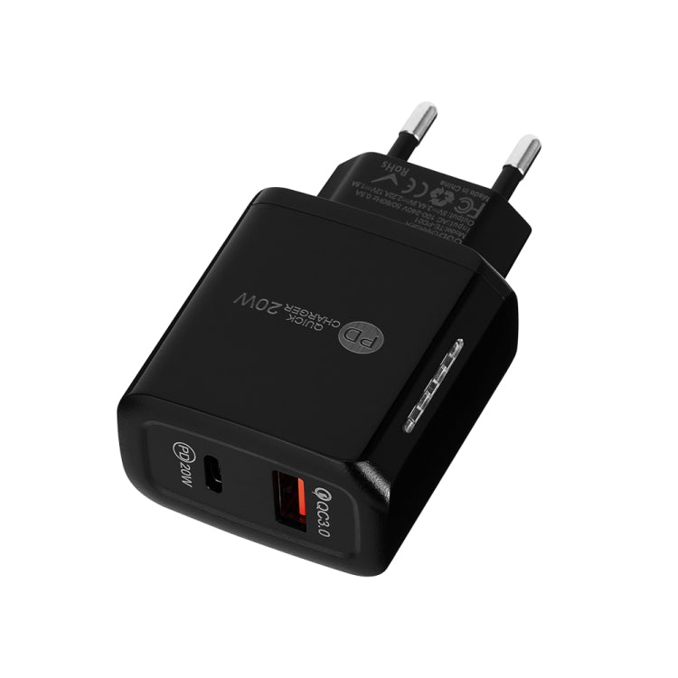 TE-PD01 PD 20W + QC3.0 USB 듀얼 포트 고속 충전기 표시등 포함, EU 플러그, EU 플러그