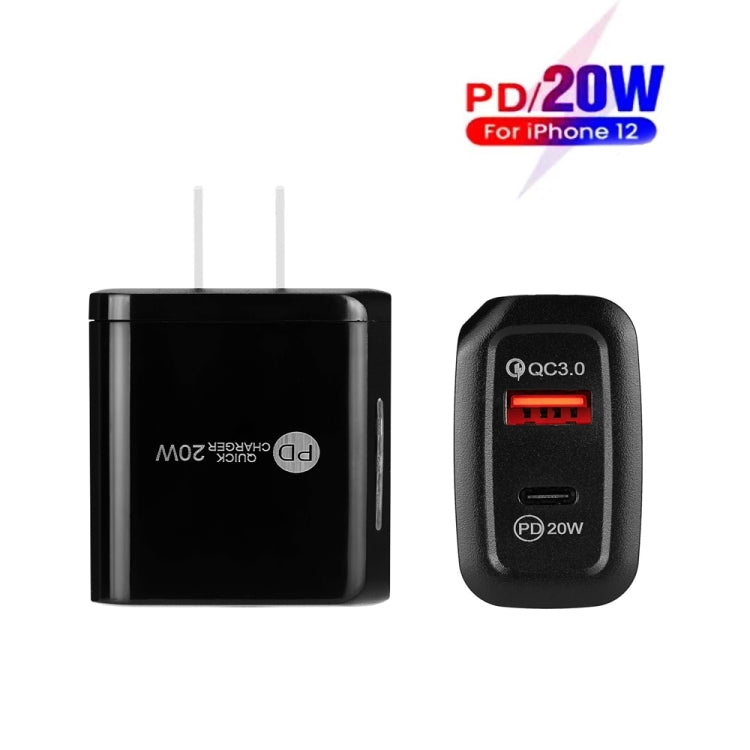 TE-PD01 PD 20W + QC3.0 USB 듀얼 포트 고속 충전기 표시등 포함, US 플러그, US 플러그