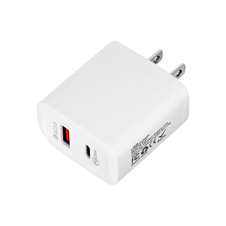 TE-PD01 PD 20W + QC3.0 USB 듀얼 포트 고속 충전기 표시등 포함, US 플러그, US 플러그