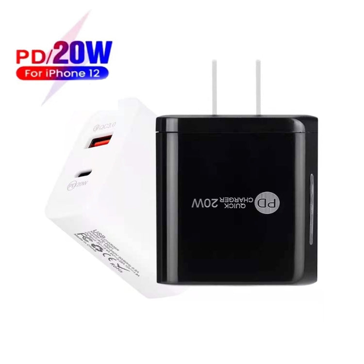 TE-PD01 PD 20W + QC3.0 USB 듀얼 포트 고속 충전기 표시등 포함, US 플러그, US 플러그