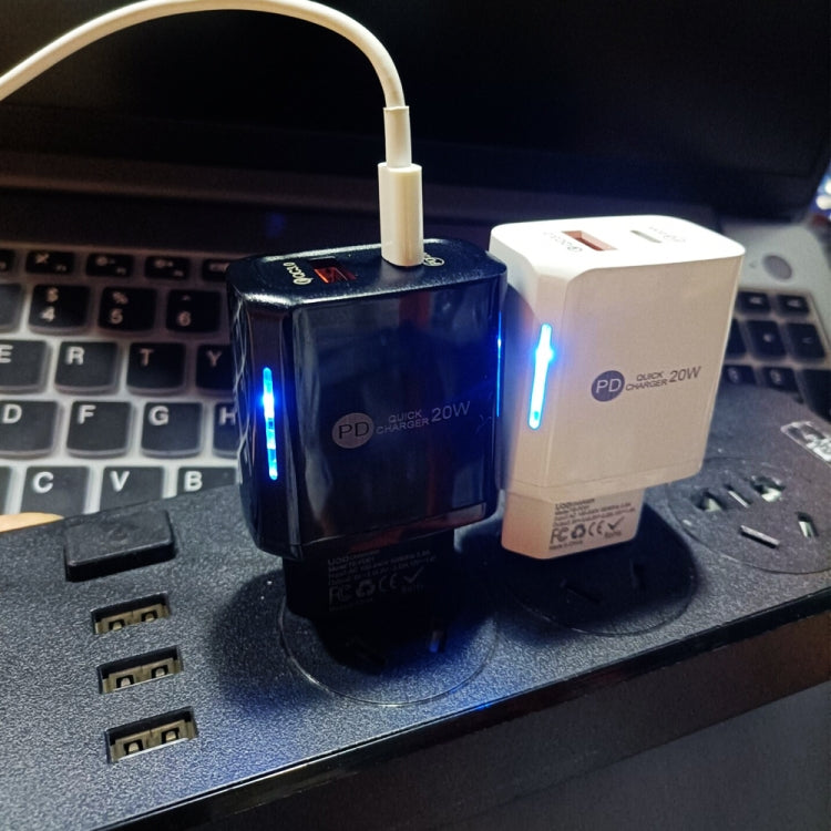 TE-PD01 PD 20W + QC3.0 USB 듀얼 포트 고속 충전기 표시등 포함, US 플러그, US 플러그
