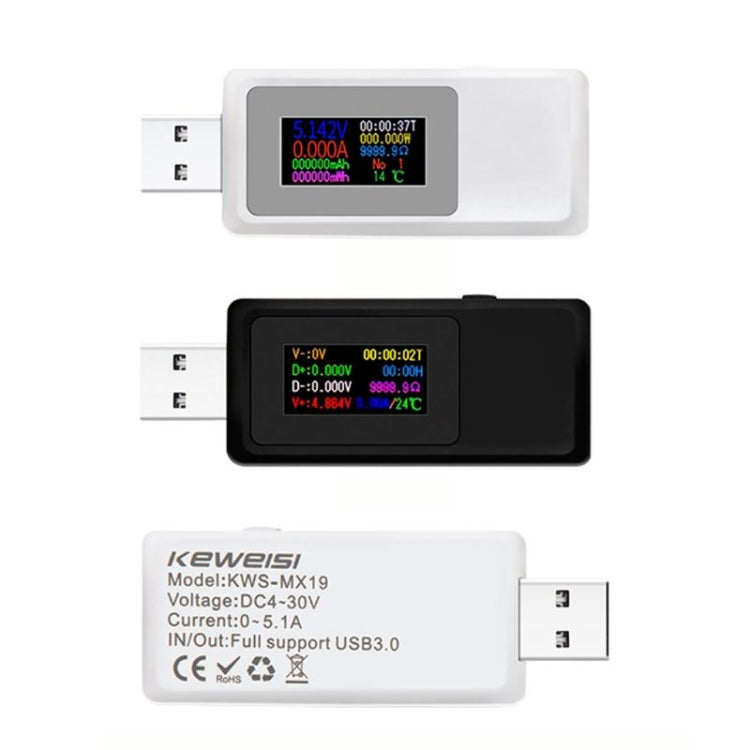 Keweisi KWS-MX19 USB 테스터 DC 4V-30V 0-5A 전류 전압 감지기, KWS-MX19