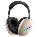 AKZ MAX10 머리 착용 RGB 무선 블루투스 음악 헤드셋 마이크 포함, TF 카드 지원