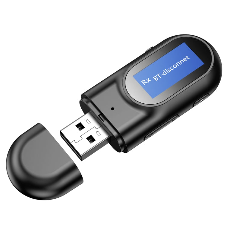 T17 USB 블루투스 5.0 리시버 송신기 2-in-1 오디오 어댑터 LCD 디스플레이 포함 PC TV 자동차 3.5mm AUX, v5.0