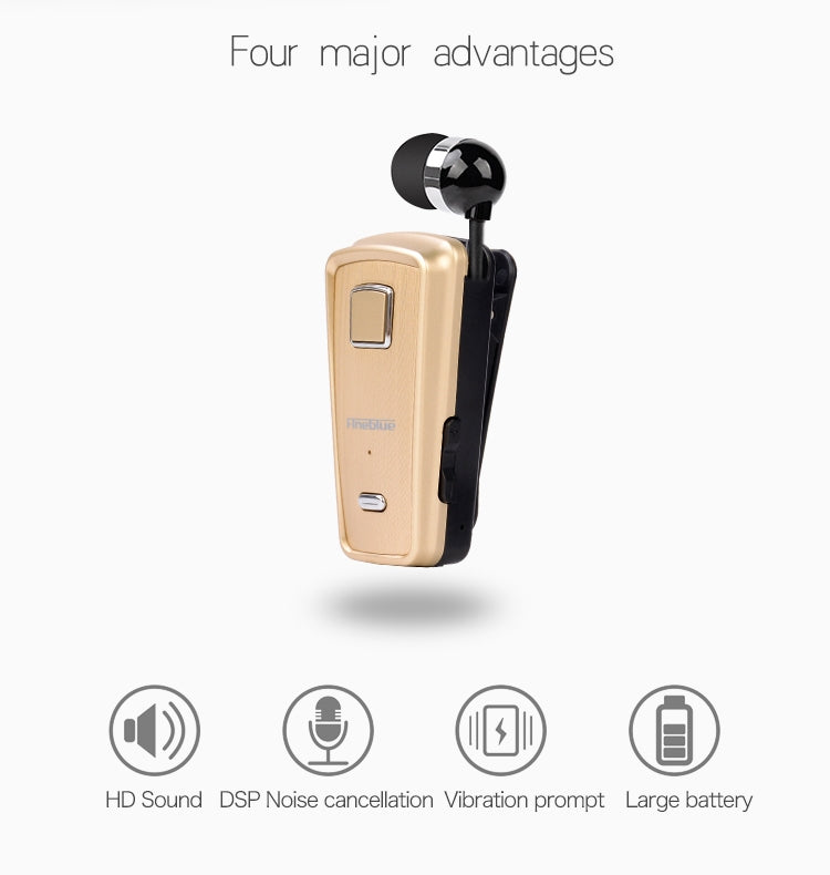 F980 CSR4.1 자동 감김 케이블 발신자 진동 알림 도난 방지 블루투스 헤드셋, 화이트