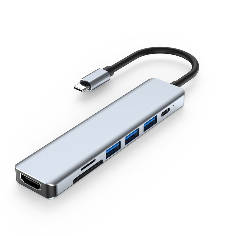 7-in-1 HDMI+SD/TF+USB2.0x2+USB3.0+PD to 타입-C 허브 도킹 스테이션, 7-in-1 스테이션