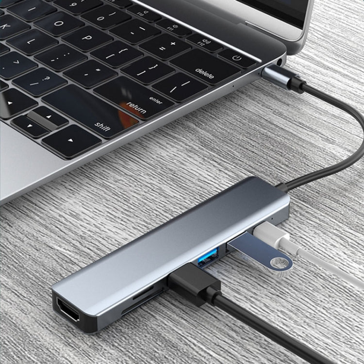 7-in-1 HDMI+SD/TF+USB2.0x2+USB3.0+PD to 타입-C 허브 도킹 스테이션, 7-in-1 스테이션