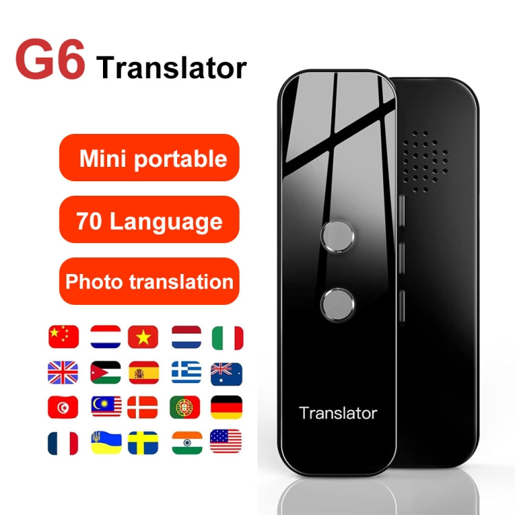 G6 휴대용 즉시 실시간 음성 번역기 다국어 번역기 음성 번역 개인 여행 도우미, G6 그레이, G6 블랙