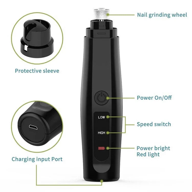 전기 개 손톱 연마기 USB 충전식 애완용 무통 손톱깎이, 손톱 연마기