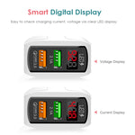 F002C QC3.0 USB + USB 2.0 LED 디지털 디스플레이 고속 충전기 USB to 8핀 데이터 케이블 포함, US 플러그, US 플러그 + 8핀 케이블