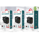 F002C QC3.0 USB + USB 2.0 LED 디지털 디스플레이 고속 충전기 USB to 8핀 데이터 케이블 포함, US 플러그, US 플러그 + 8핀 케이블