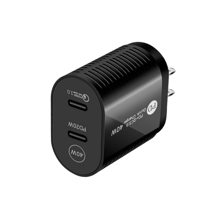 40W 듀얼 포트 PD / Type-C 고속 충전기 아이폰 / 아이패드 시리즈용, US 플러그, US 플러그