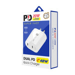 40W 듀얼 포트 PD / Type-C 고속 충전기 아이폰 / 아이패드 시리즈용, US 플러그, US 플러그