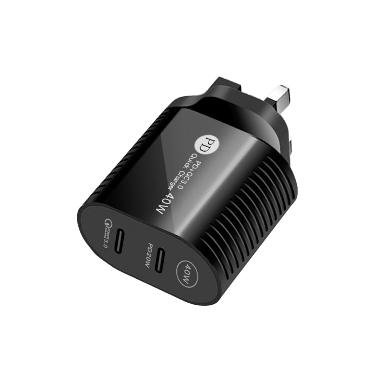 40W 듀얼 포트 PD / Type-C 고속 충전기 아이폰 / 아이패드 시리즈용, UK 플러그, UK 플러그