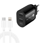 40W 듀얼 포트 PD / Type-C 고속 충전기 Type-C to 8핀 데이터 케이블 포함, EU 플러그, EU 플러그 + Type-C to 8핀 케이블