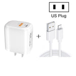 CS-20W 미니 휴대용 PD3.0 + QC3.0 듀얼 포트 고속 충전기 3A USB to 8핀 데이터 케이블 포함, 충전기 + USB to 8핀 케이블