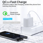 CS-20W 미니 휴대용 PD3.0 + QC3.0 듀얼 포트 고속 충전기 3A 타입-C to 8핀 데이터 케이블 포함, 충전기 + 타입-C to 8핀 케이블