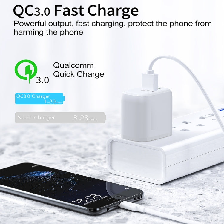 CS-20W 미니 휴대용 PD3.0 + QC3.0 듀얼 포트 고속 충전기 3A 타입-C to 8핀 데이터 케이블 포함, 충전기 + 타입-C to 8핀 케이블