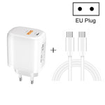 CS-20W 미니 휴대용 PD3.0 + QC3.0 듀얼 포트 고속 충전기 3A Type-C to Type-C 데이터 케이블 포함, 충전기 + Type-C to Type-C 케이블