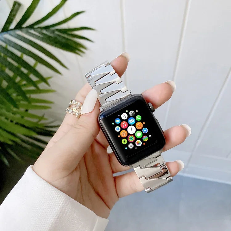 크리에이티브 체인 스테인리스 스틸 메탈 스트랩, 애플 워치 시리즈 7 41mm / 6&SE&5&4 40mm / 3&2&1 38mm, 7 45mm / 6&SE&5&4 44mm / 3&2&1 42mm용
