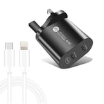002 40W 듀얼 포트 PD / 타입-C 고속 충전기 USB-C to 8핀 데이터 케이블 포함, UK 플러그, UK 플러그 + 타입-C to 8핀 케이블