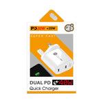 002 40W 듀얼 포트 PD / 타입-C 고속 충전기 USB-C to 8핀 데이터 케이블 포함, UK 플러그, UK 플러그 + 타입-C to 8핀 케이블