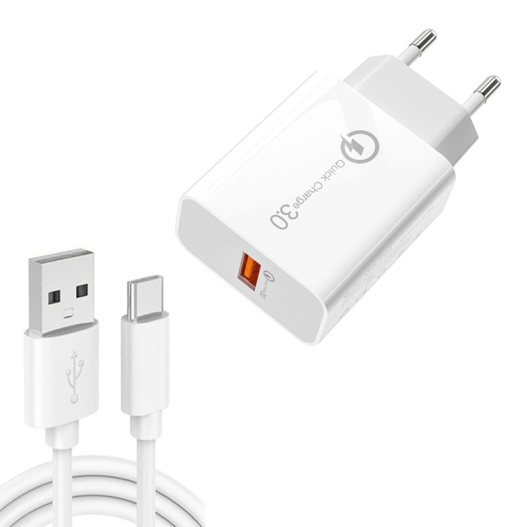 APD-2003 18W QC3.0 단일 포트 USB 충전기 1m USB to Type-C 데이터 케이블 포함, EU 플러그 + USB to Type-C 케이블, US 플러그 + USB to Type-C 케이블