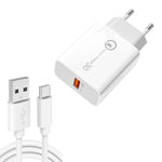 APD-2003 18W QC3.0 단일 포트 USB 충전기 1m USB to Type-C 데이터 케이블 포함, EU 플러그 + USB to Type-C 케이블, US 플러그 + USB to Type-C 케이블