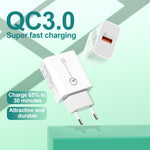APD-2003 18W QC3.0 단일 포트 USB 충전기 1m USB to Type-C 데이터 케이블 포함, EU 플러그 + USB to Type-C 케이블, US 플러그 + USB to Type-C 케이블