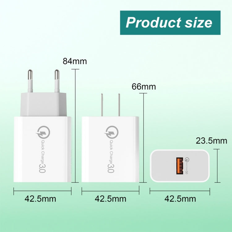 APD-2003 18W QC3.0 단일 포트 USB 충전기 1m USB to Type-C 데이터 케이블 포함, EU 플러그 + USB to Type-C 케이블, US 플러그 + USB to Type-C 케이블