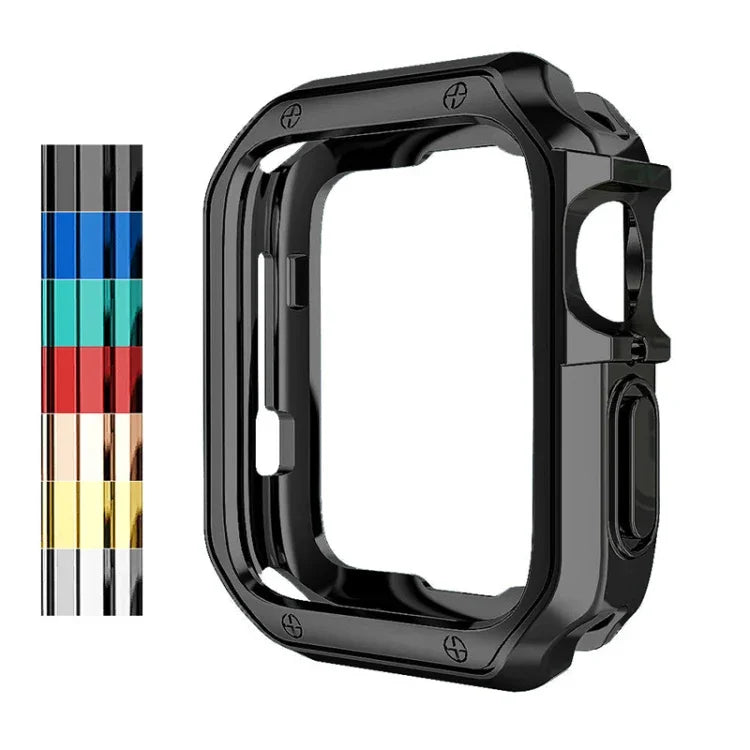 애플 1/2/3/4/5/6/7/SE용 낙하 방지 전기 도금 TPU 시계 보호 케이스, 38mm/40mm/41mm, 42mm/44mm/45mm