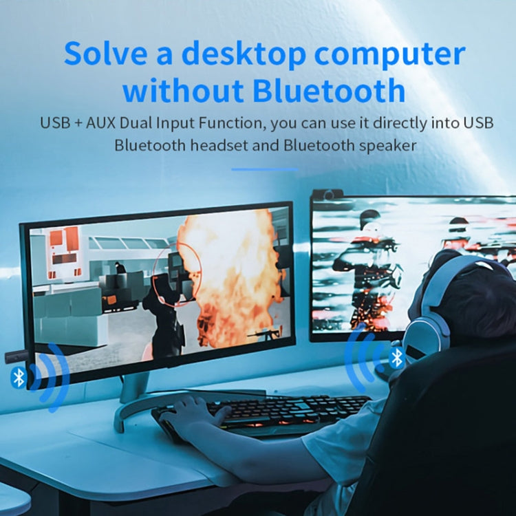 TX35 블루투스 5.2 송신기 원 드래그 투 USB / AUX 듀얼 출력
