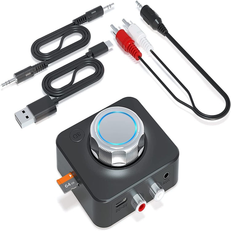 C39 블루투스 5.0 리시버 RCA to 3.5mm 무선 오디오 변환기 TF 카드 지원, C39