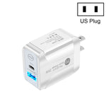 PD25W USB-C / 타입-C + QC3.0 USB 듀얼 포트 고속 충전기, US 플러그, US 플러그