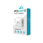 PD25W USB-C / 타입-C + QC3.0 USB 듀얼 포트 고속 충전기, US 플러그, US 플러그