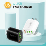 QC-04 QC3.0 + 3 x USB 2.0 다중 포트 모바일폰 태블릿 충전기, US 플러그, US 플러그