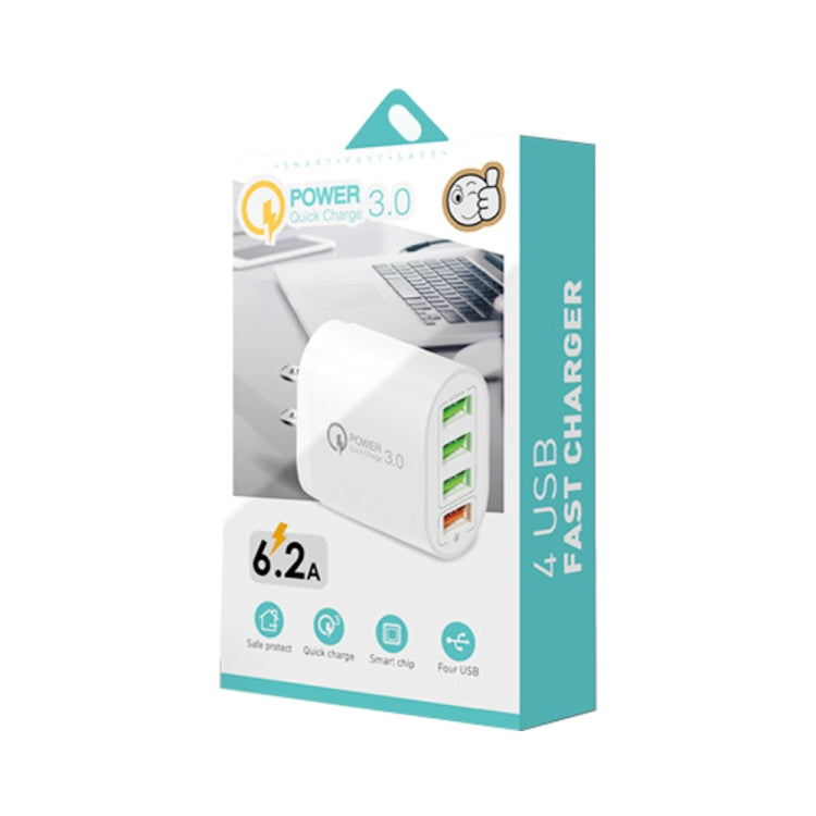 QC-04 QC3.0 + 3 x USB 2.0 다중 포트 모바일폰 태블릿 충전기, US 플러그, US 플러그
