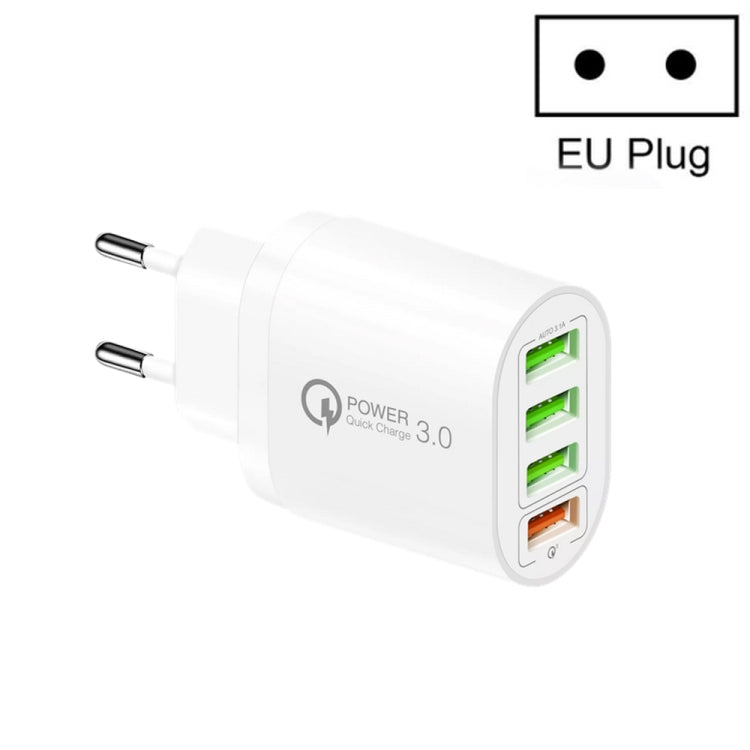 QC-04 QC3.0 + 3 x USB 2.0 다중 포트 모바일폰 태블릿 충전기, EU 플러그, EU 플러그