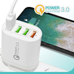 QC-04 QC3.0 + 3 x USB 2.0 Multi-ports Charger for Mobile Phone Tablet, EU Plug, EU Plug