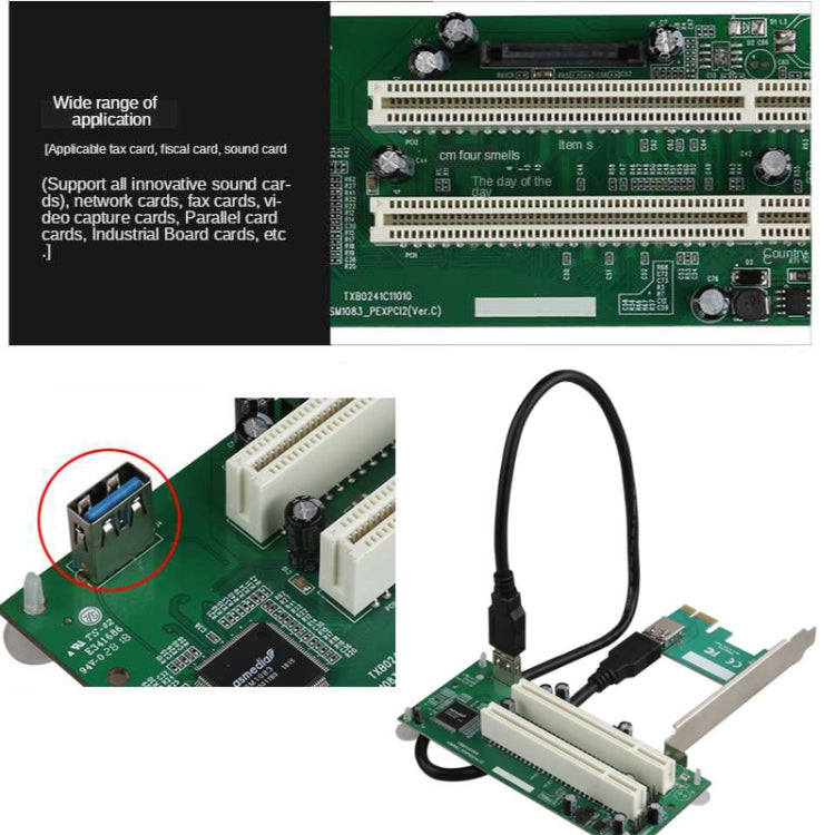PCIe to 듀얼 PCI 슬롯 어댑터 카드 USB 3.0 확장 카드