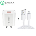 CA-25 QC3.0 USB 3A 고속 충전기 USB to 8핀 데이터 케이블 포함, AU 플러그, AU 플러그 + 8핀 케이블