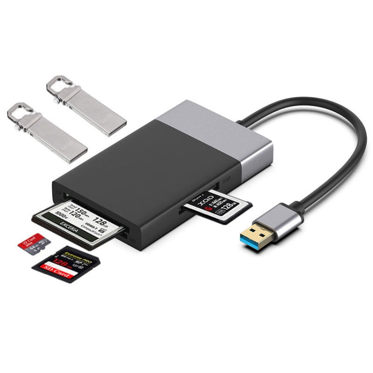 6-in-1 USB 3.0 to USB3.0 x 2+CF 카드+TF 카드+SD 카드+XQD 카드 허브 어댑터