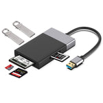 6-in-1 USB 3.0 to USB3.0 x 2+CF 카드+TF 카드+SD 카드+XQD 카드 허브 어댑터