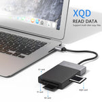 6-in-1 USB 3.0 to USB3.0 x 2+CF 카드+TF 카드+SD 카드+XQD 카드 허브 어댑터