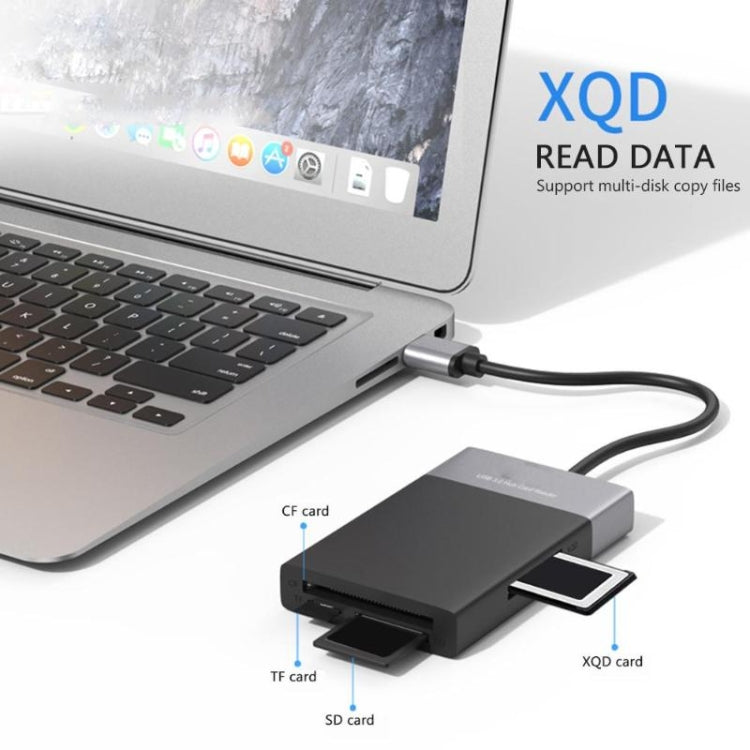 6-in-1 USB 3.0 to USB3.0 x 2+CF 카드+TF 카드+SD 카드+XQD 카드 허브 어댑터