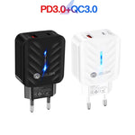 PD03 20W PD3.0 + QC3.0 USB 충전기 USB to 8핀 데이터 케이블 포함, EU 플러그, EU 플러그 + USB to 8핀 케이블